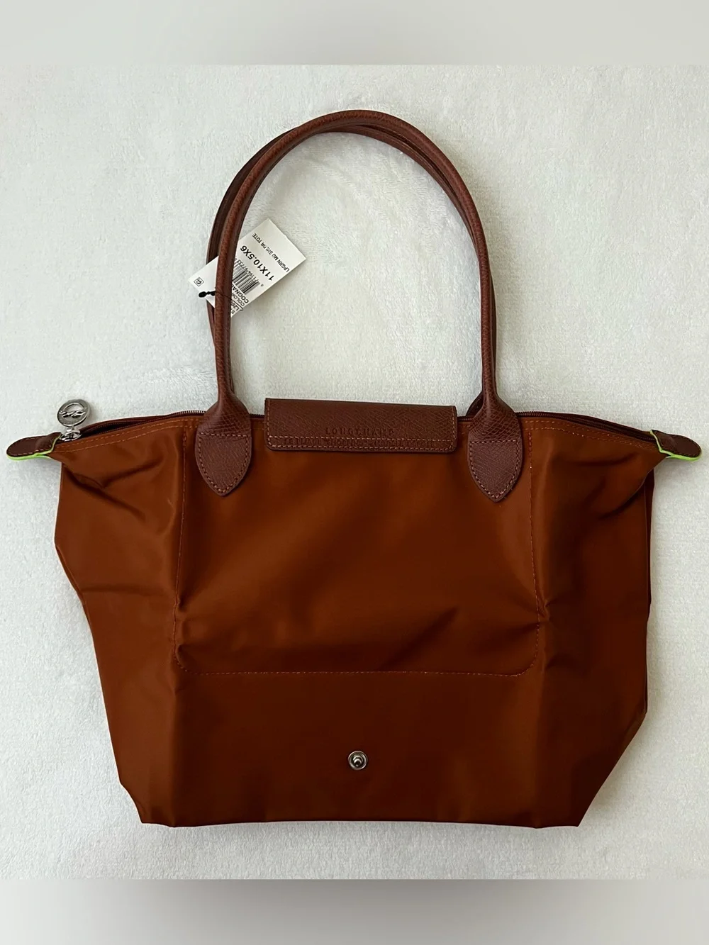 NEW Longchamp Le Pliage Green Medium Nylon Tote Bag (Cognac)